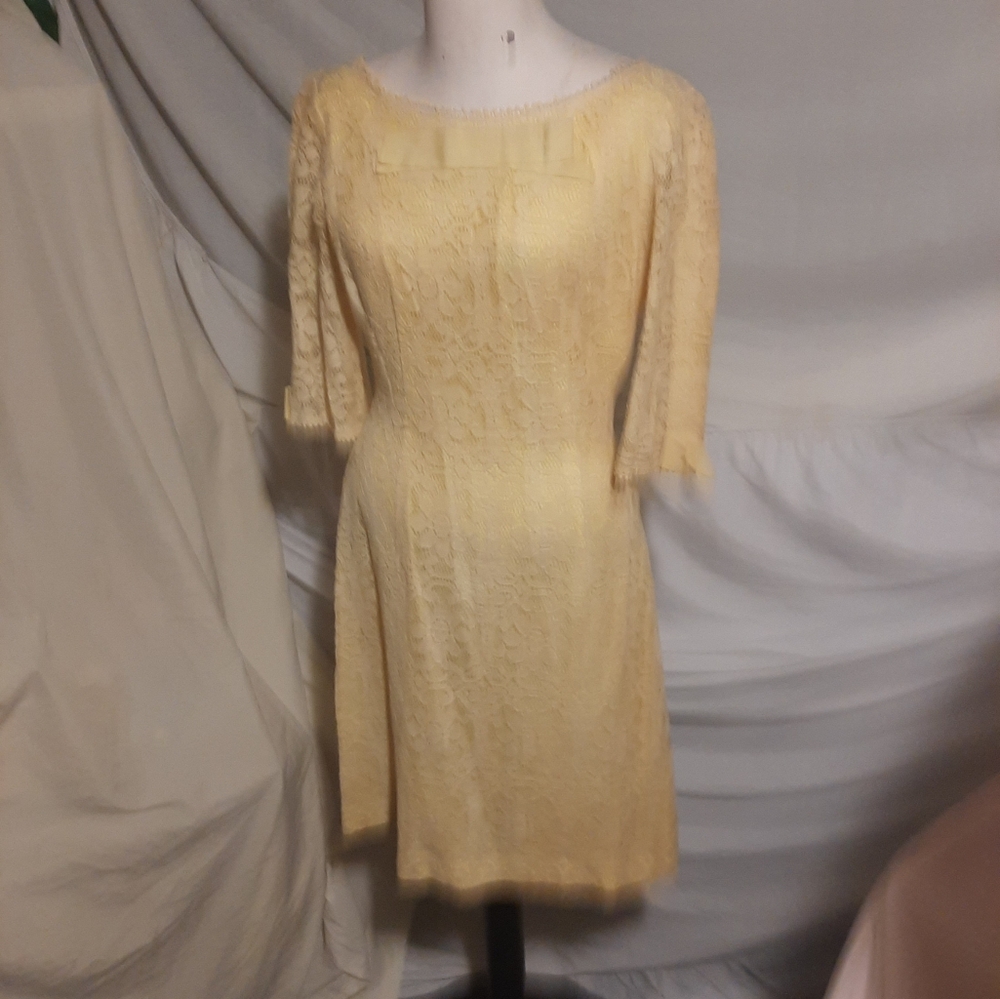 Elegant Yellow Lace Dress